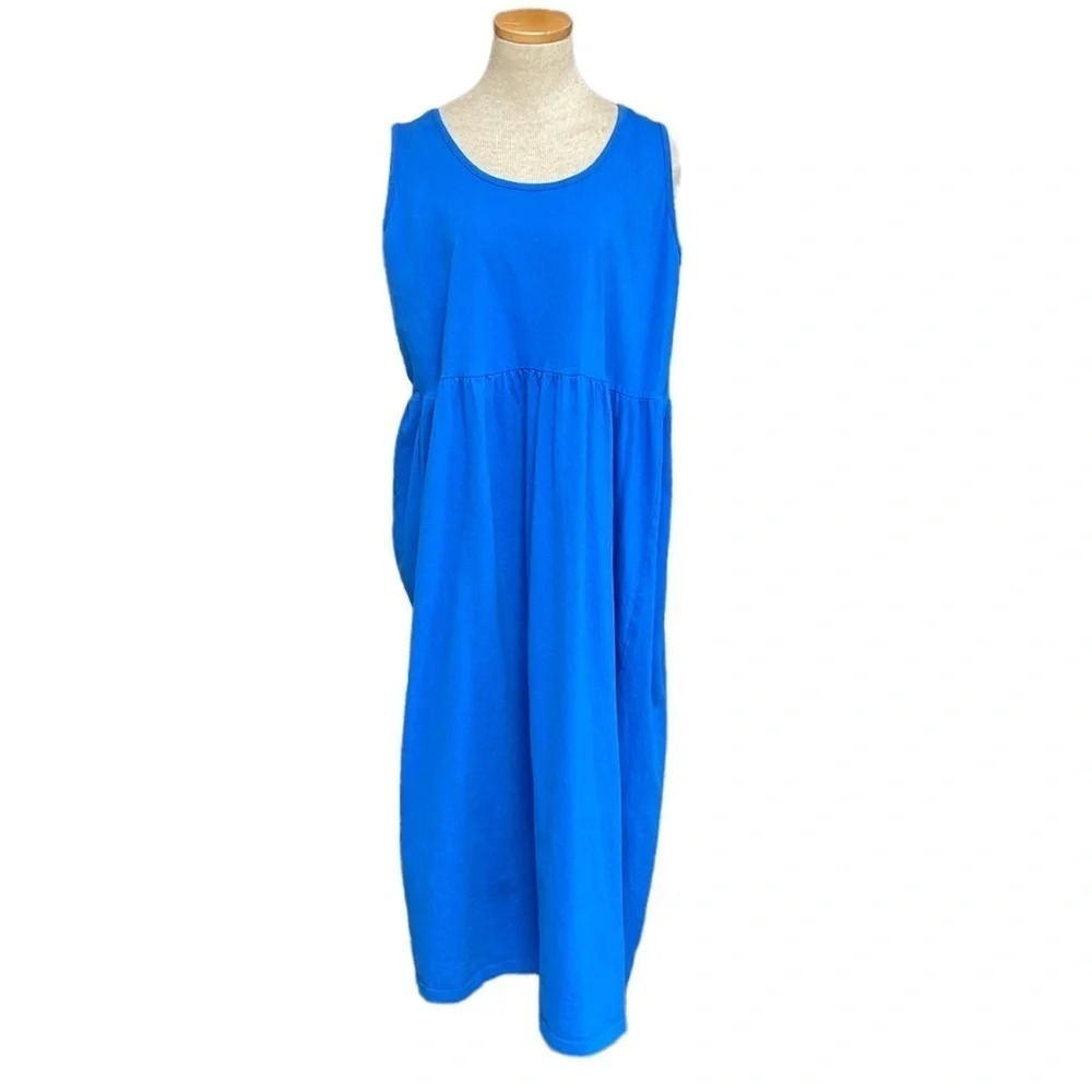 Ulla Popken Dress Womens 12/14 Blue Sleeveless Maxi